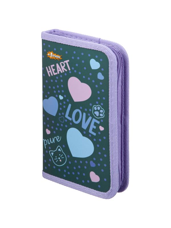 Пенал №1School Heart 1отд., софт тач,190x110 мм,ПКК 03-6