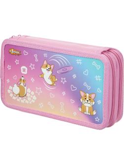Пенал №1School Corgi time 2 отд., ламинат, софт тач, 190x110 мм, ПКК 11-6