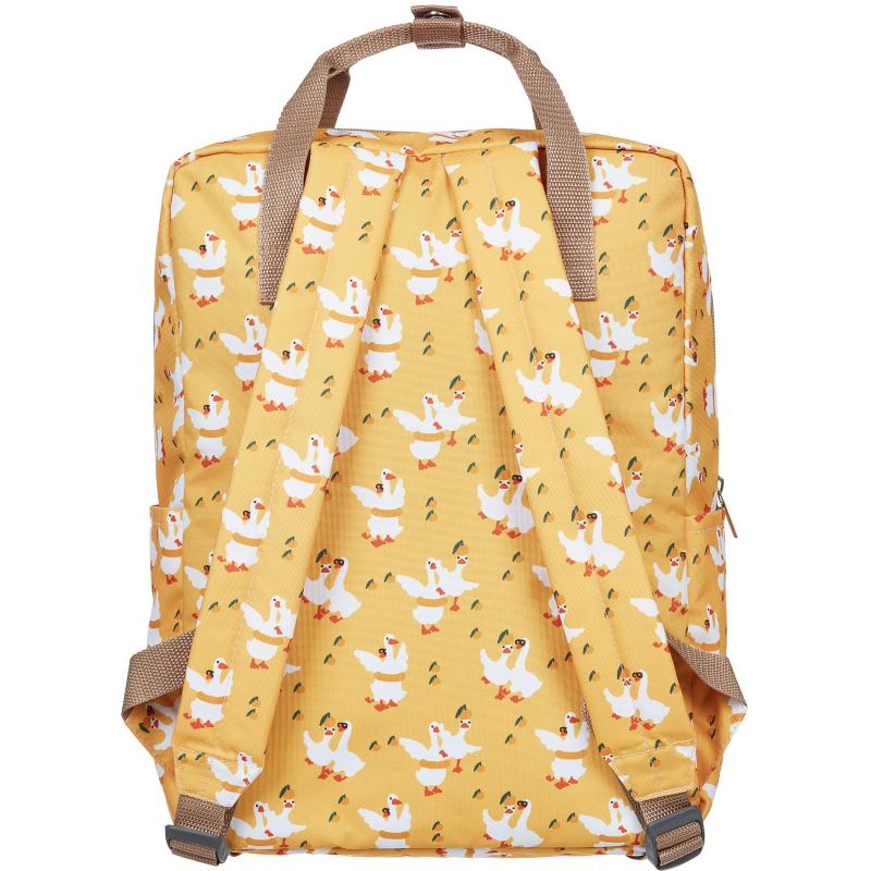 Рюкзак №1School Квадро Гуси,  желтый, 1 отд., 3 кармана,37х28х13
