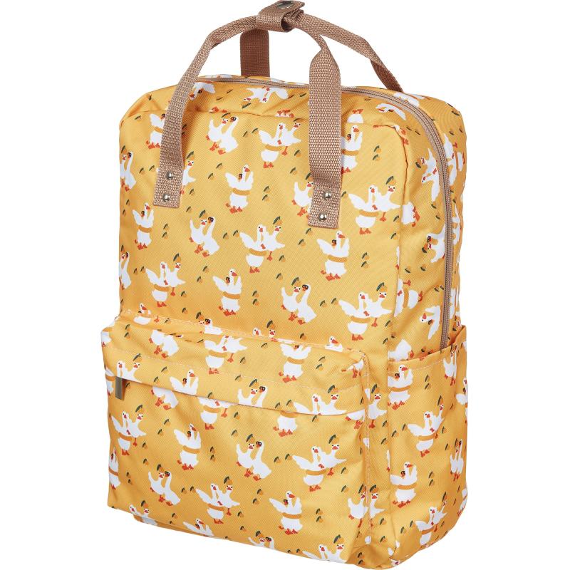 Рюкзак №1School Квадро Гуси,  желтый, 1 отд., 3 кармана,37х28х13