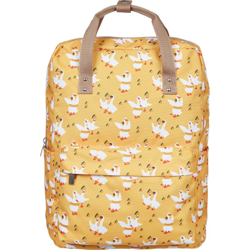 Рюкзак №1School Квадро Гуси,  желтый, 1 отд., 3 кармана,37х28х13