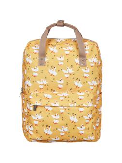Рюкзак №1School Квадро Гуси,  желтый, 1 отд., 3 кармана,37х28х13