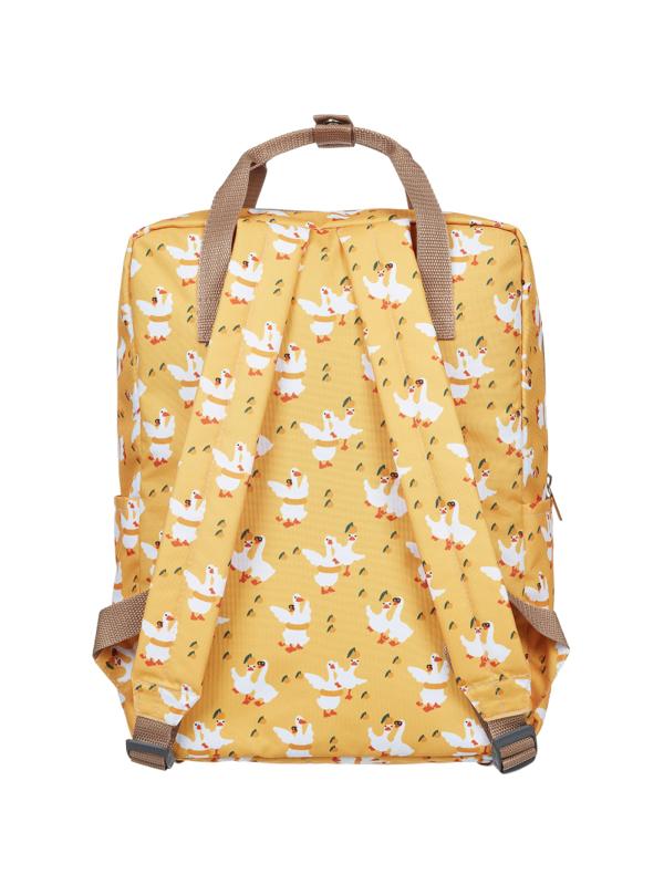 Рюкзак №1School Квадро Гуси,  желтый, 1 отд., 3 кармана,37х28х13