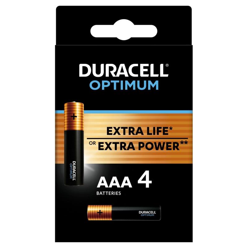Батарейка DURACELL Optimum ААA/LR03-4BL уп/4шт