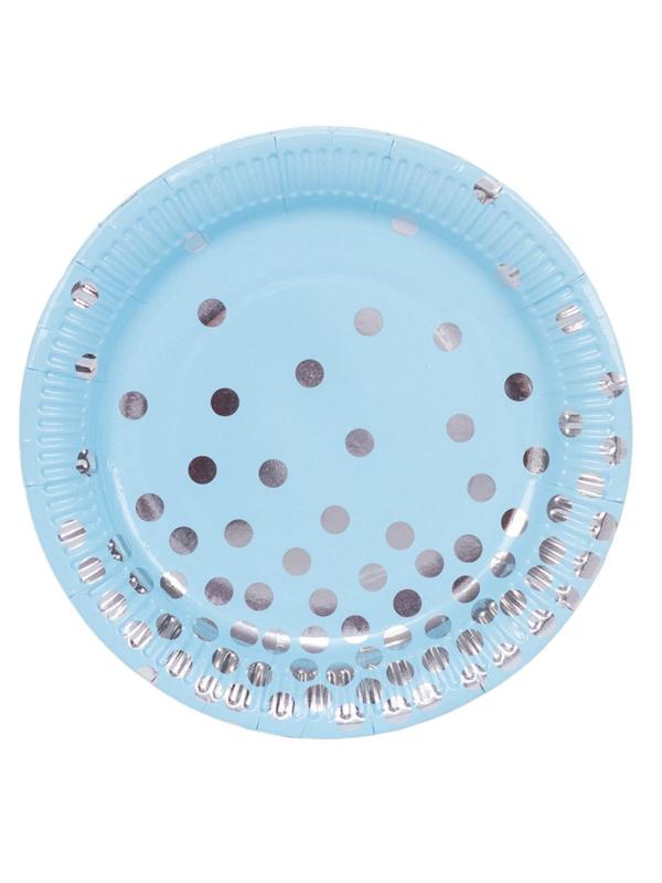 Набор тарелок бум Горошек серебрян 17см 6шт/уп,1502-2874