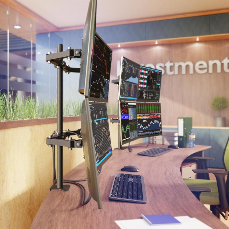 Кронштейн _СНМ для 4 мониторов 'К-504' настольный наклонно-поворотный черн