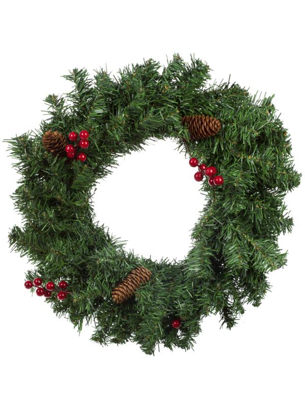 Венок Рождественнский, ПВХ, 40x40x15см, с ягодами и шишками, HD-CW112