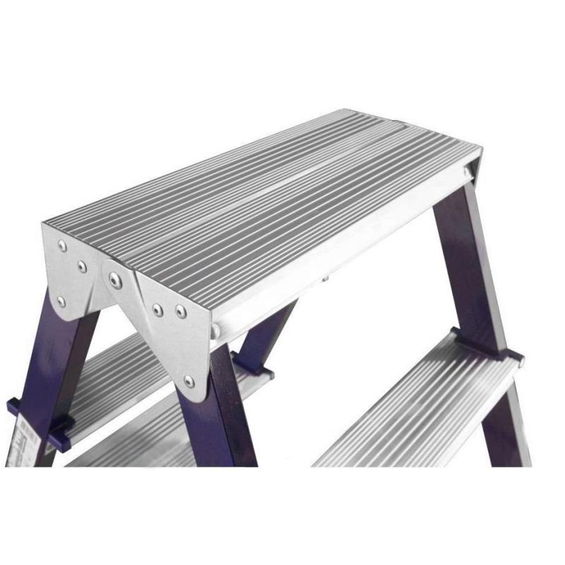 Стремянка Алюмет двухсторонняя стальная с алюмин. ступенями 4 ст. MD8204