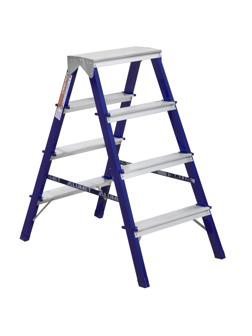 Стремянка Алюмет двухсторонняя стальная с алюмин. ступенями 4 ст. MD8204