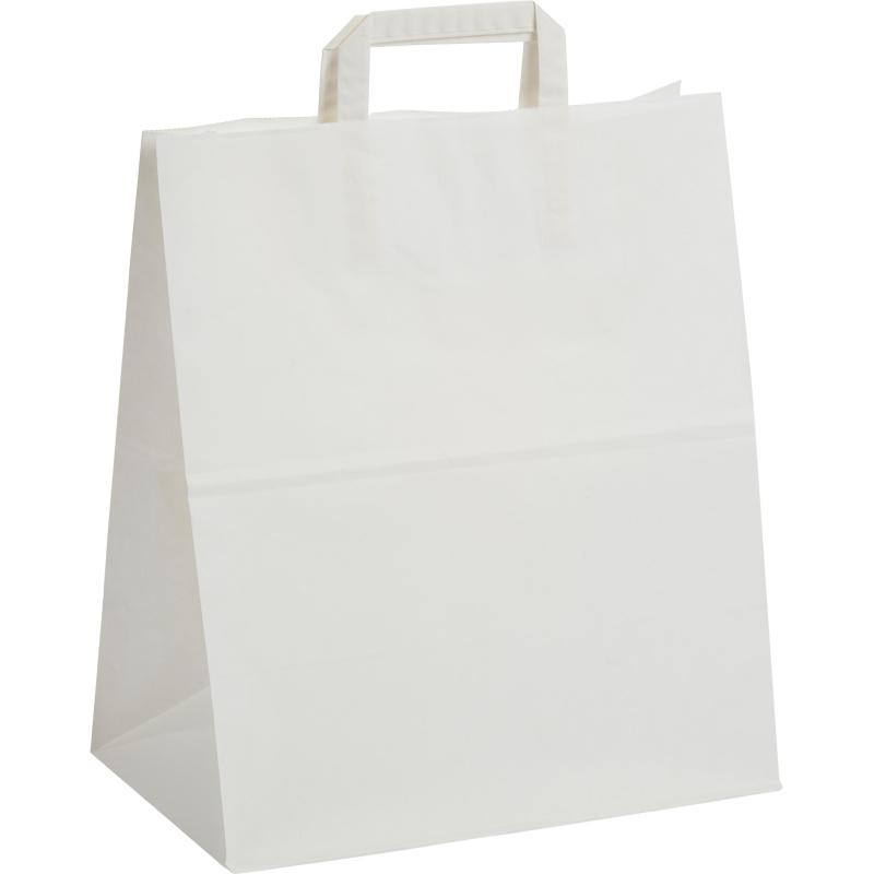 Пакет бумажный 320х200х370 мм 80гр, с плоскими ручками, белый, 200шт/уп