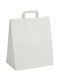Пакет бумажный 320х200х370 мм 80гр, с плоскими ручками, белый, 200шт/уп