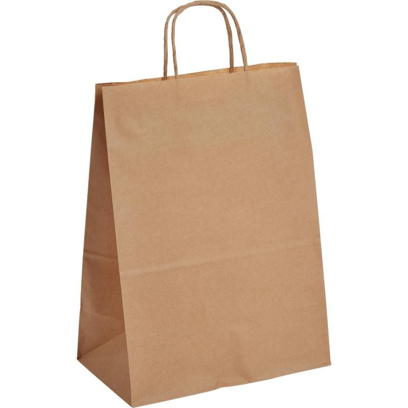 Пакет бумажный 260х150х350 мм  70 гр/м2, с кручеными ручками,крафт,250шт/уп