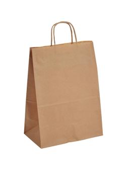 Пакет бумажный 260х150х350 мм  70 гр/м2, с кручеными ручками,крафт,250шт/уп