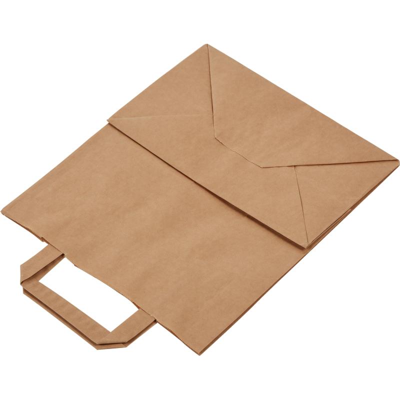 Пакет бумажный 240х140х280 мм 70 гр/м2, с плоскими ручками, крафт,300шт/уп