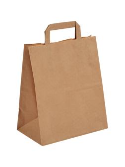 Пакет бумажный 240х140х280 мм 70 гр/м2, с плоскими ручками, крафт,300шт/уп