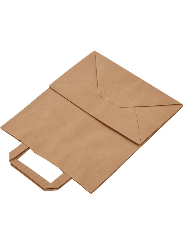 Пакет бумажный 240х140х280 мм 70 гр/м2, с плоскими ручками, крафт,300шт/уп