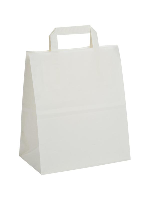 Пакет бумажный 240х140х280 мм, 80гр,с плоскими ручками, белый, 300шт/уп