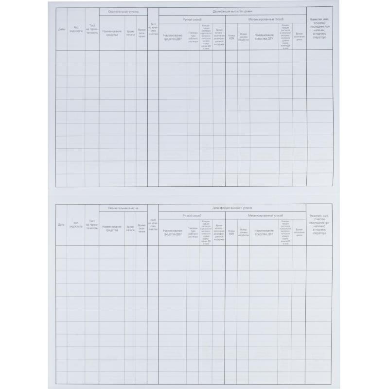 Журнал контроля обработки эндоскопов для нестерильных вмешательств