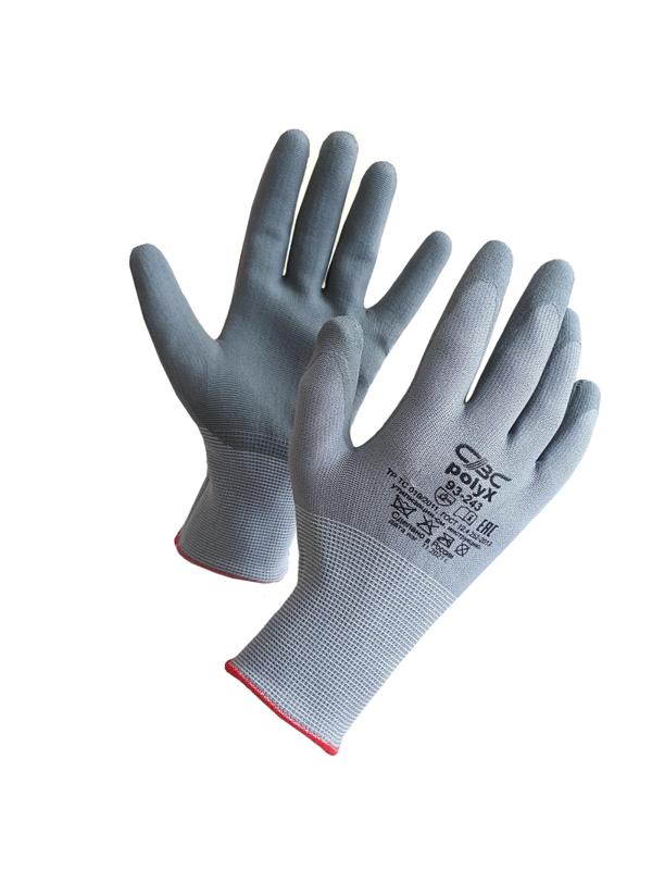 Перчатки полиэфир с полиуретаном водн.основа POLYX арт.93-243 серые (р.7)