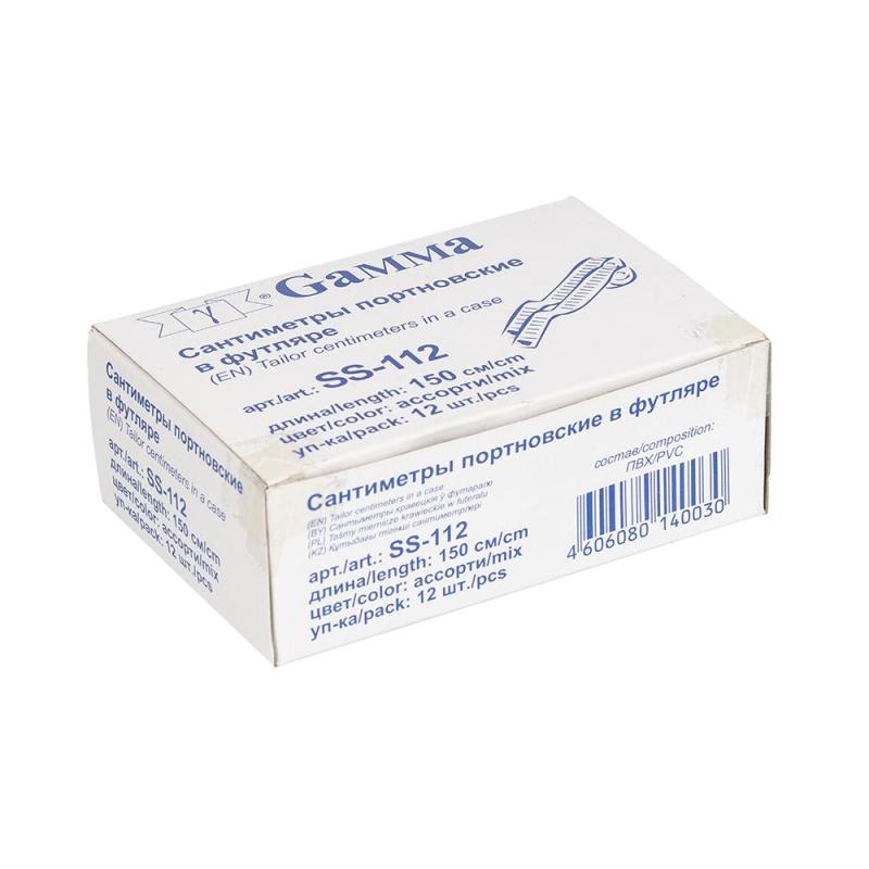 Сантиметр Gamma в футляре пластик 150см х 2см, цв в ассорт SS-112