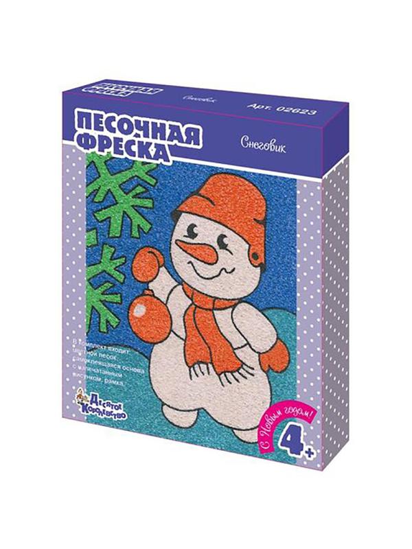 Фреска Набор для творчества Песочная фреска Снеговик рамка из картона 02623
