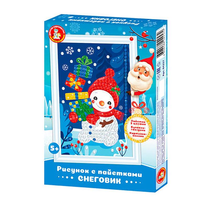 Набор для творчества Рисунок с пайетками Снеговик 04257