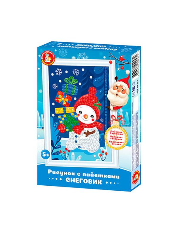 Набор для творчества Рисунок с пайетками Снеговик 04257