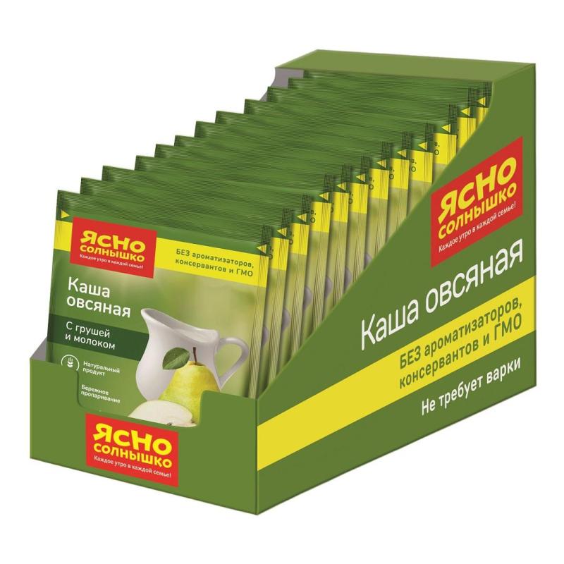 Каша Ясно Солнышко овсяная с грушей и молоком, шоу-бокс, 45гх15шт/уп