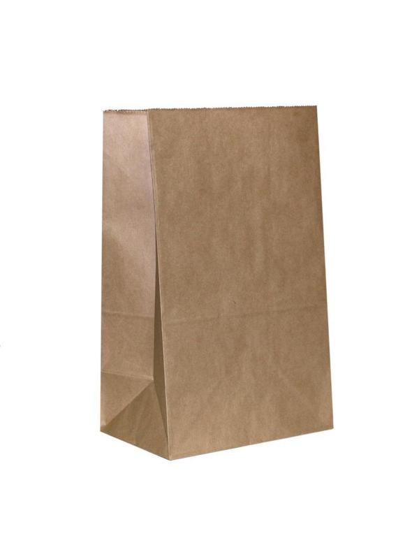 Пакет бумажный 180х120х290 мм, 70 гр/м2, с прямоуг.дном, крафт, 500шт/уп