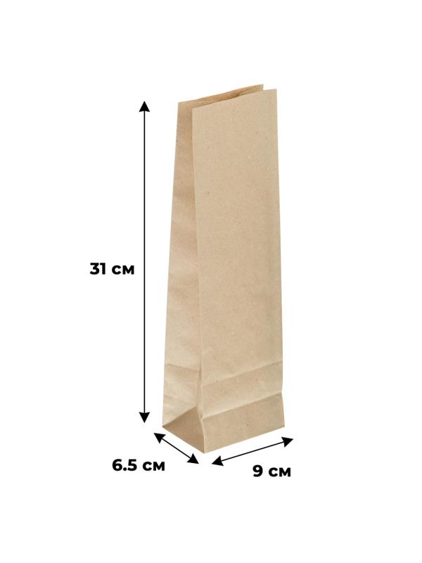Пакет бумажный 90х65х310 мм,50гр/м2,прям.дно,крафт,экон,50гр/м2,1000шт/уп