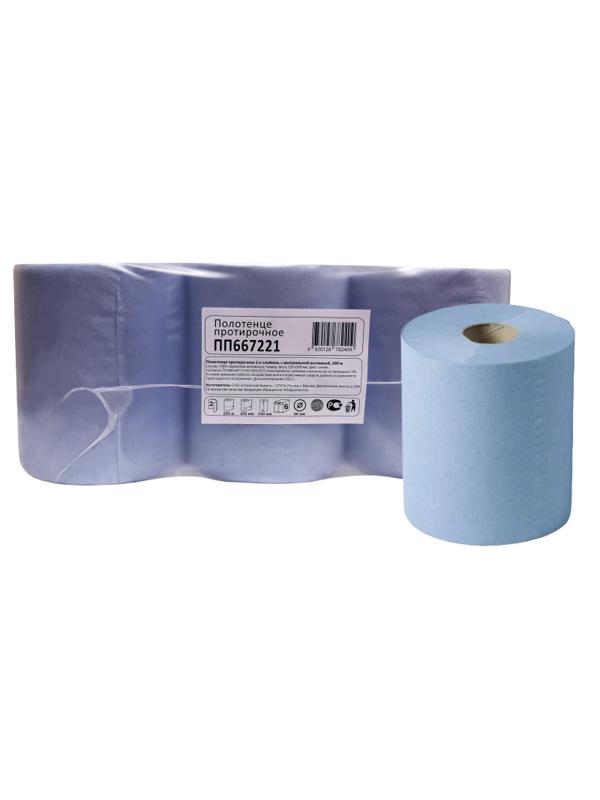 Бумага протирочная полотенце 2сл 22х30 200м d 6 см центр. вытяжка 6 рул/уп