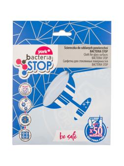 Салфетка хозяйственная микрофибра YORK для стекла бактерия стоп 30х40см