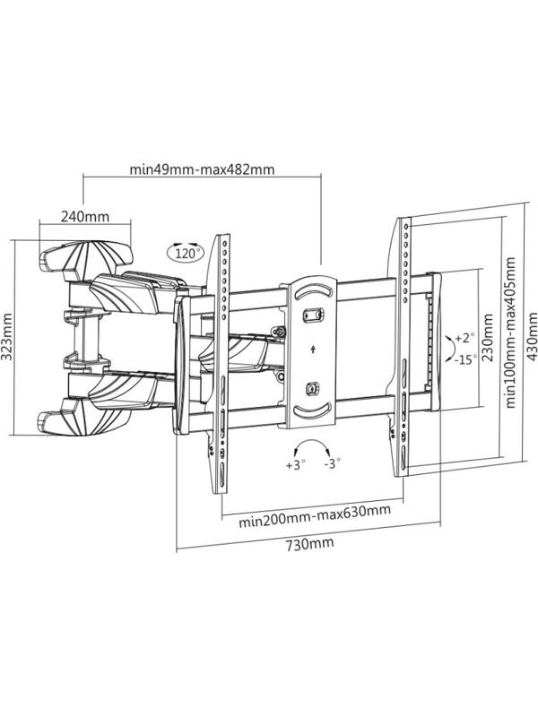 Кронштейн Digis 37-70, 2х2 колена, VESA макс. 600x400мм, до 45кг, DSM-5066
