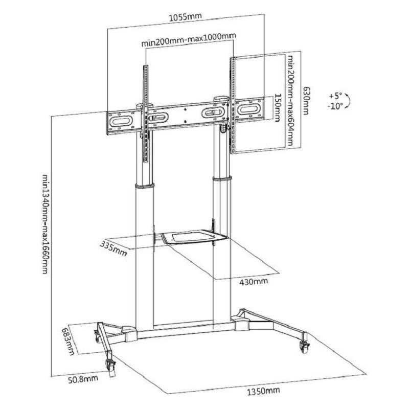 Стойка мобильная Digis 55-100, VESA, DSM-P1060CL