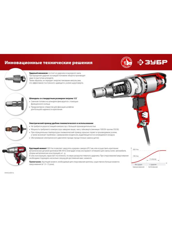 Гайковерт ударный ЗУБР 350Вт, 300Нм, 1/2 (ГС-300)