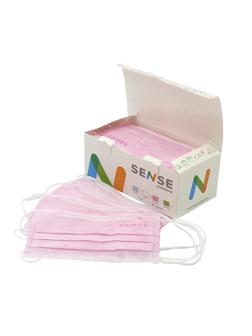 Маска медицинская 3-х сл., резинка, розовый, Sense, картон 50шт/уп
