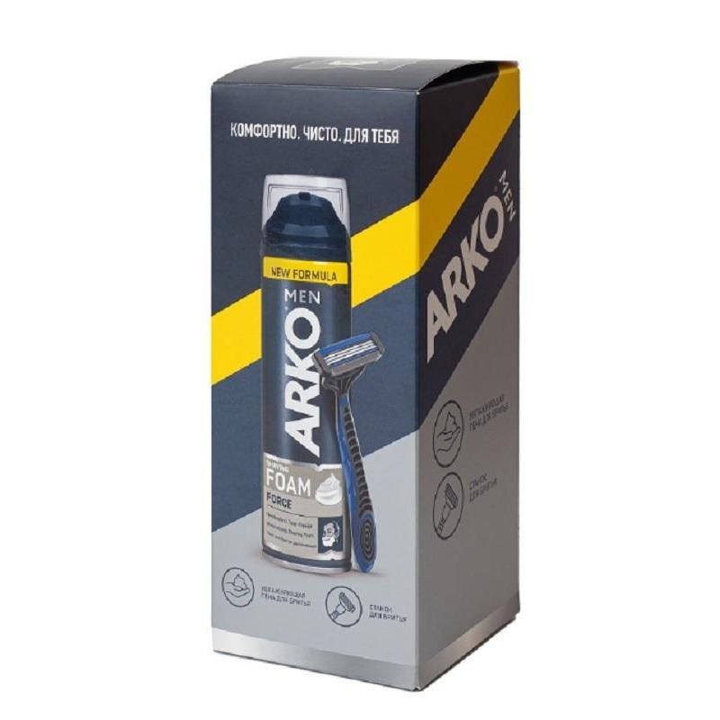 Подарочный набор ARKO Пена Hemp 200мл,станок Pro3 1 шт