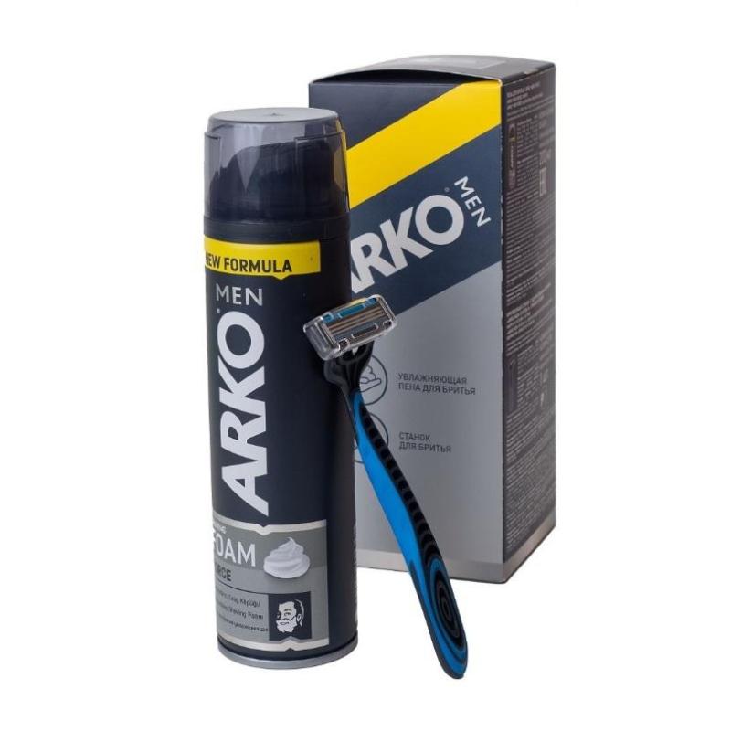 Подарочный набор ARKO Пена Hemp 200мл,станок Pro3 1 шт