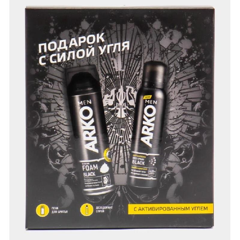 Подарочный набор ARKO пена д/бр Anti-Irritation 200мл,дезодор. Black 150 мл