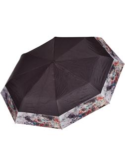 Зонт женский, полный автомат, черный с кантом, HD-U07