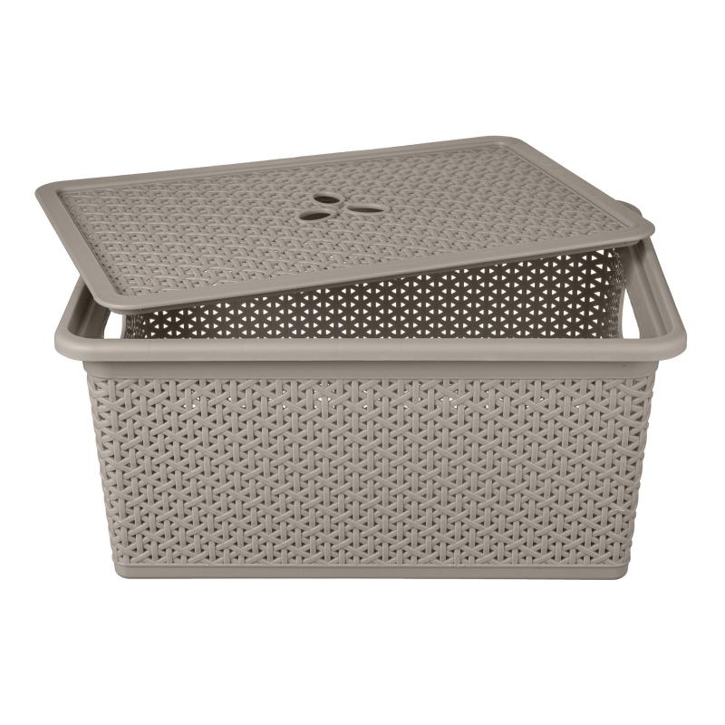 Контейнер универсальный Wenge прямоуг. 15л,398х273х177мм с крышкой(серый)