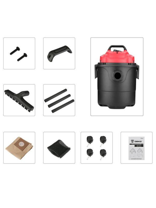 Пылесос строительный DEKO DKVC-1400-15P, 1400 Вт, 15л (015-0033)