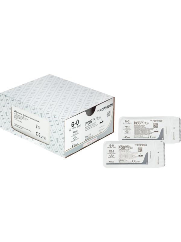 Шовный материал ПДС ПЛЮС 6/0, 45см, фиол., кол. 13мм, 1/2, PDP9100H,36шт/уп