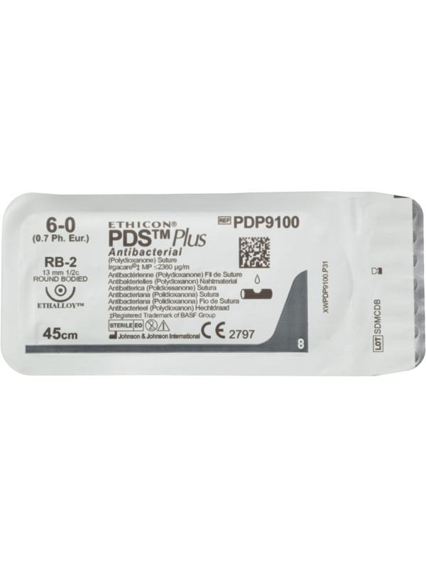 Шовный материал ПДС ПЛЮС 6/0, 45см, фиол., кол. 13мм, 1/2, PDP9100H,36шт/уп