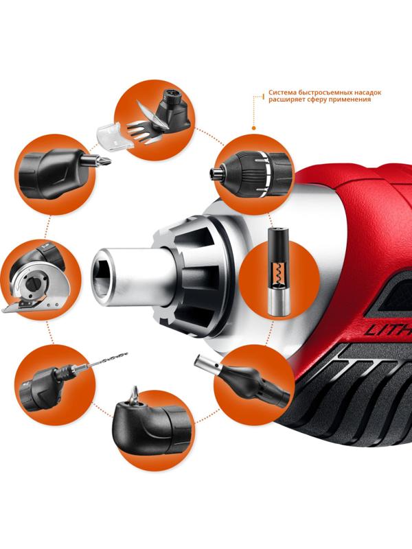 Отвертка аккумуляторная ЗУБР ViX 3.6 В с 10 битами (ЗО-Е-3.6 Ли)