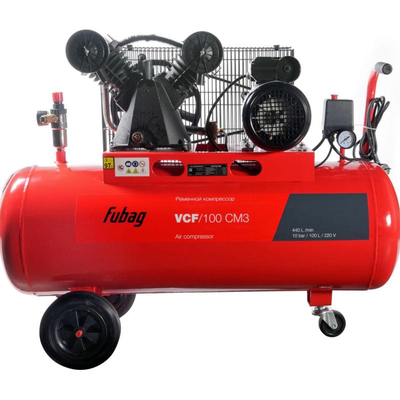 Компрессор поршневой ременной FUBAG VCF/100 СM3 100л, 440л/мин (641272)
