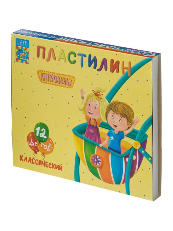 Пластилин классический Аттракционы набор 12 цв, 240 г, со стеком,ПЛ-К12-240