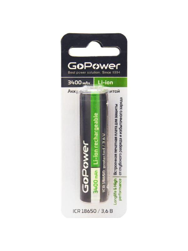 Аккумулятор Li-ion GoPower 18650 BL1 3.6V 3400mAh с защ выс/кон