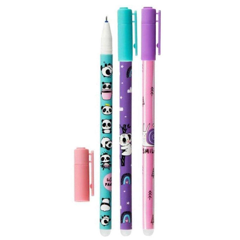 Ручка гелевая неавтоматическая стираемая MESHU Panda Team синяя 0,5мм ассор