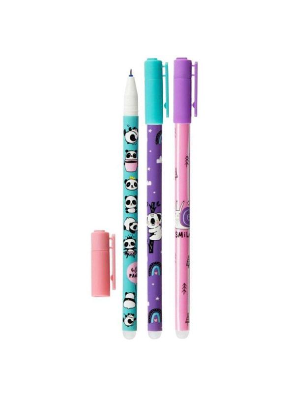 Ручка гелевая неавтоматическая стираемая MESHU Panda Team синяя 0,5мм ассор